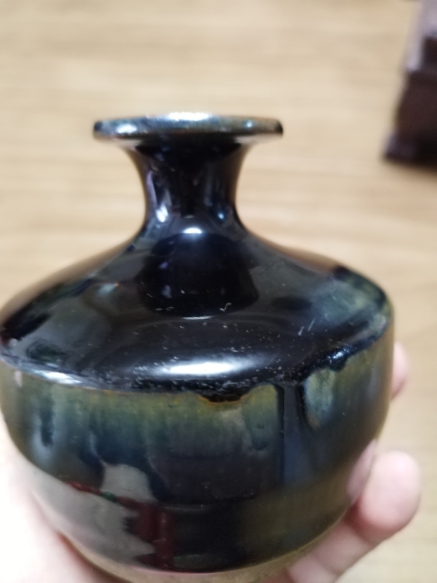 古玩陶瓷磁州窯窯變黑釉撇口瓶拍賣,當前價格1680元