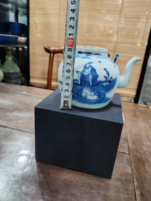 古玩陶瓷清中期青花人物指日高升紋提梁壺拍賣，當(dāng)前價格2800元
