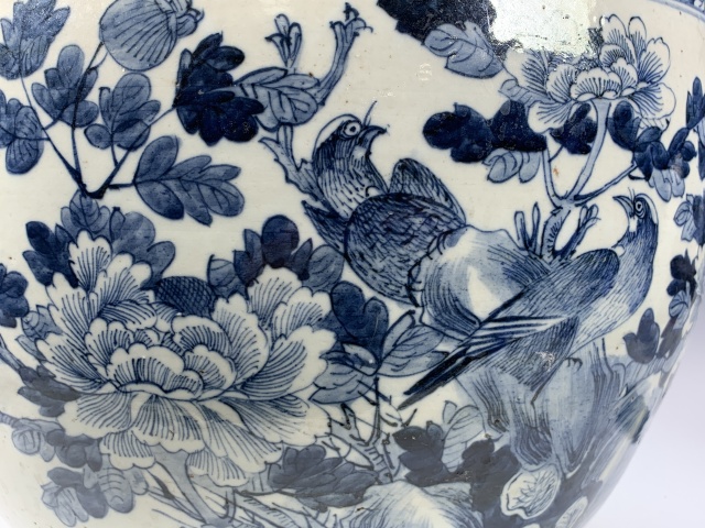 古玩陶瓷（已實物鑒真）晚清-青花錦雞牡丹紋-大卷缸拍賣，當前價格20768元