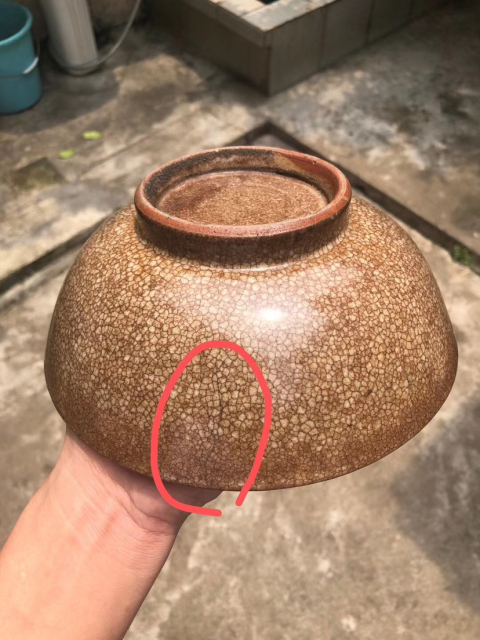 古玩陶瓷清中乾隆時期哥釉大碗拍賣,當前價格9800元