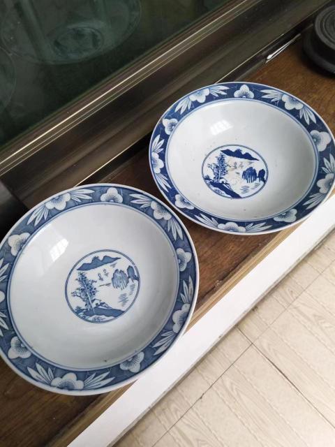 古玩陶瓷青花福祿壽紋碗一對(duì)拍賣，當(dāng)前價(jià)格500元