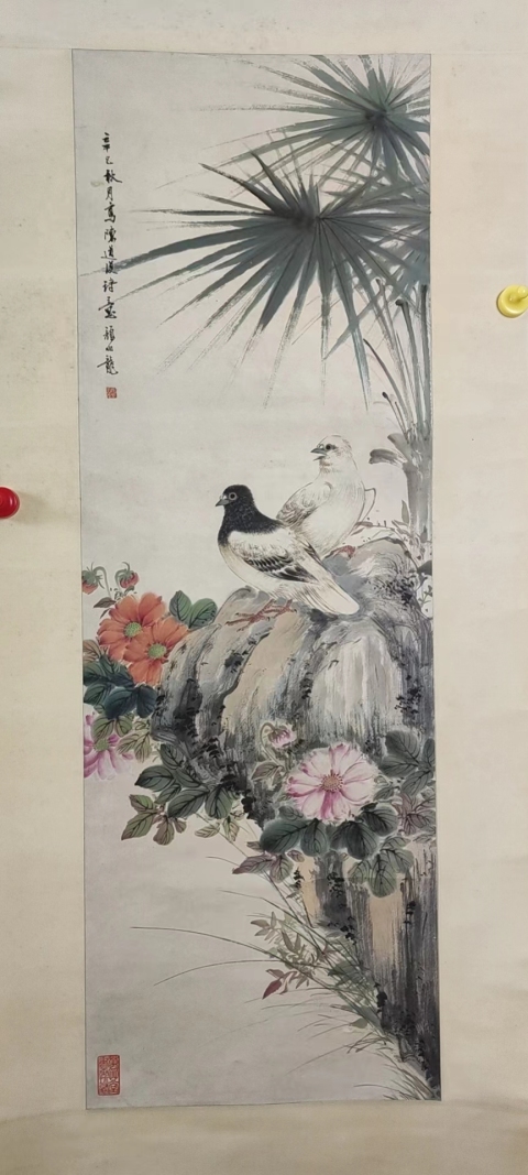 古玩字畫民國一代花鳥大師顏伯龍小寫意花鳥立軸拍賣，當前價格30000元