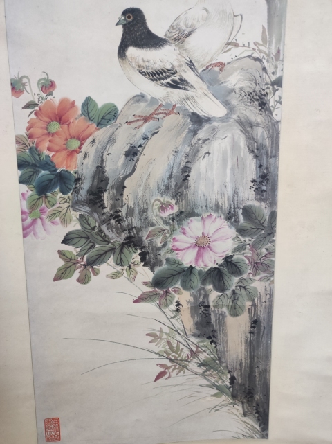 古玩字畫民國一代花鳥大師顏伯龍小寫意花鳥立軸拍賣，當前價格30000元