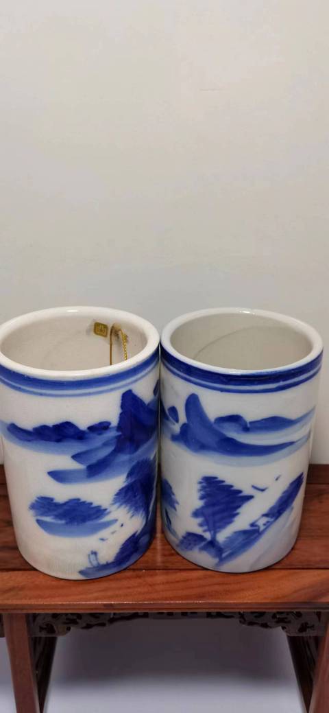 古玩陶瓷青花山水紋筆筒拍賣,當前價格1900元