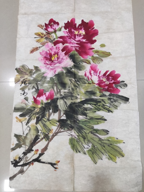 古玩字畫老中美協(xié)河南名家唐海 富貴花開拍賣，當(dāng)前價(jià)格368元
