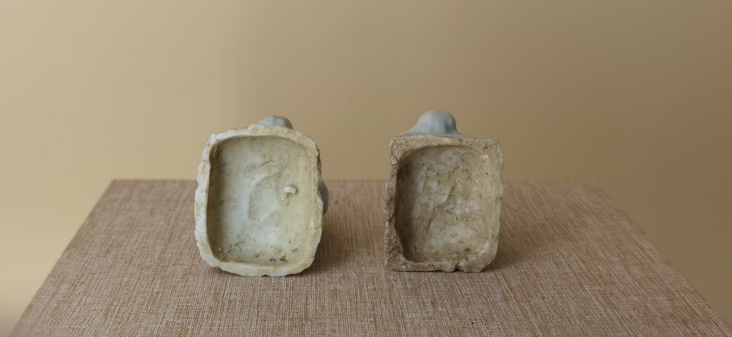 古玩陶瓷明末清初·白釉獅子香插一對(duì)拍賣，當(dāng)前價(jià)格380元