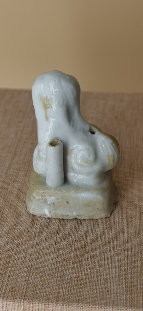 古玩陶瓷明末清初·白釉獅子香插一對(duì)拍賣，當(dāng)前價(jià)格380元
