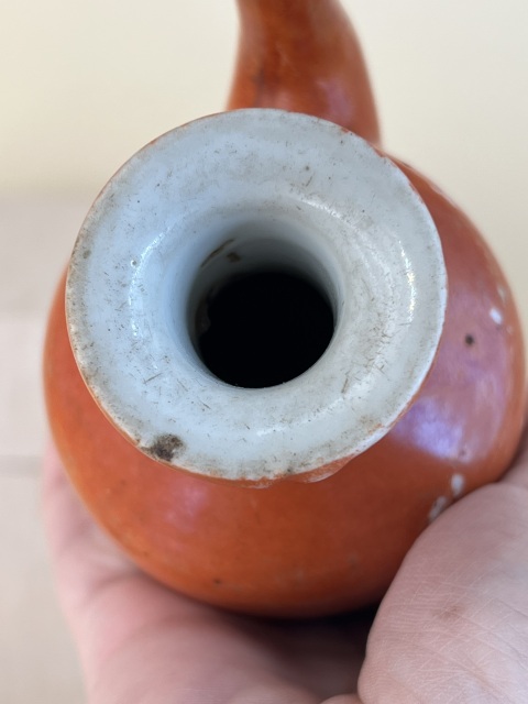 古玩陶瓷清末民初·礬紅地留白酒杯酒壺一套兩件拍賣,當前價格1280元