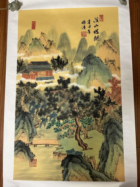 古玩字畫梅清老師《溪山樓閣》拍賣,當前價格1798元