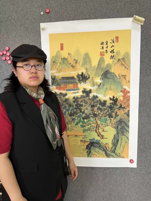 古玩字畫梅清老師《溪山樓閣》拍賣,當前價格1798元