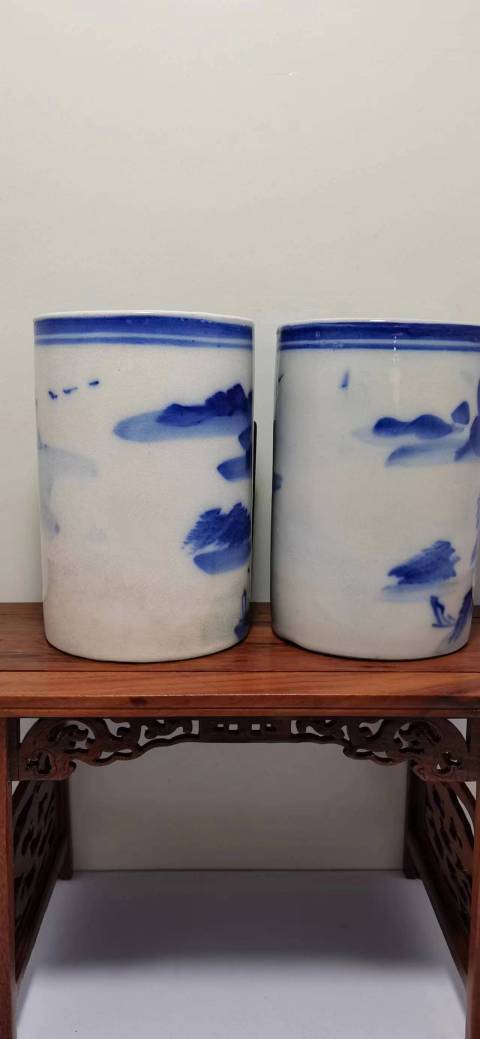 古玩陶瓷青花山水紋筆筒拍賣,當前價格1900元