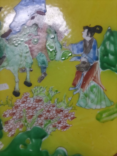 古玩陶瓷粉彩貼花人物故事紋盤拍賣,當前價格2698元