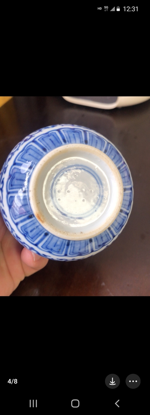 古玩陶瓷清晚期青花纏枝蓮紋渣斗拍賣，當前價格4800元