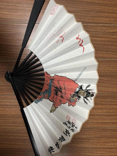 古玩字畫于海華吳榮貴老師合作款扇面鐘馗人物畫拍賣，當前價格370元