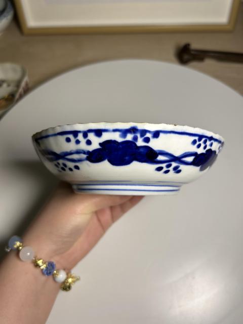 古玩陶瓷清晚期 青花云龍三現花口大盤拍賣,當前價格290元