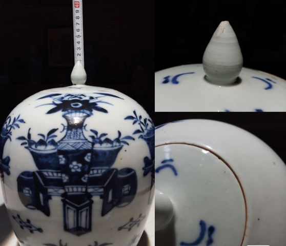 古玩陶瓷青花博古花卉紋蓋罐拍賣，當(dāng)前價(jià)格6000元