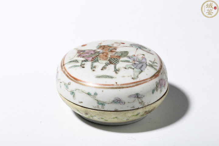 古玩陶瓷清晚期粉彩麒麟送子紋粉盒拍賣(mài)，當(dāng)前價(jià)格880元