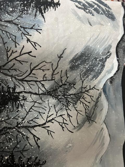古玩字畫莫遠(yuǎn)峰老師作品雪景拍賣,當(dāng)前價格588元