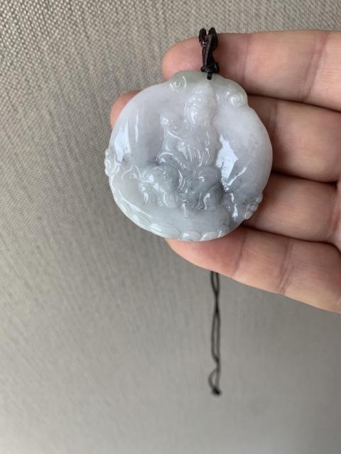 古玩玉器天然翡翠雕“普賢觀音”牌拍賣,當前價格260元