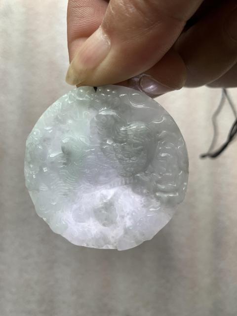 古玩玉器天然翡翠雕“鳳凰牡丹”牌拍賣，當前價格298元