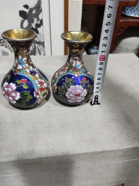 古玩雜項(xiàng)景泰藍(lán)掐絲琺瑯銅瓶拍賣，當(dāng)前價(jià)格228元