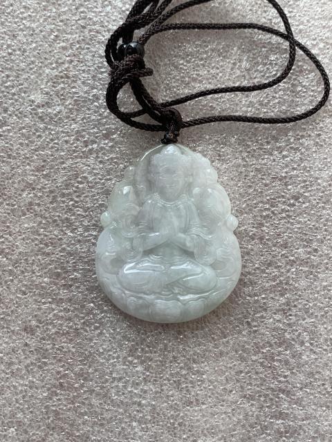 古玩玉器天然翡翠雕“觀音”掛件拍賣，當前價格260元