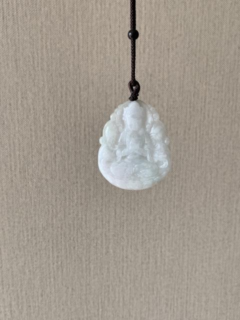 古玩玉器天然翡翠雕“觀音”掛件拍賣，當前價格260元
