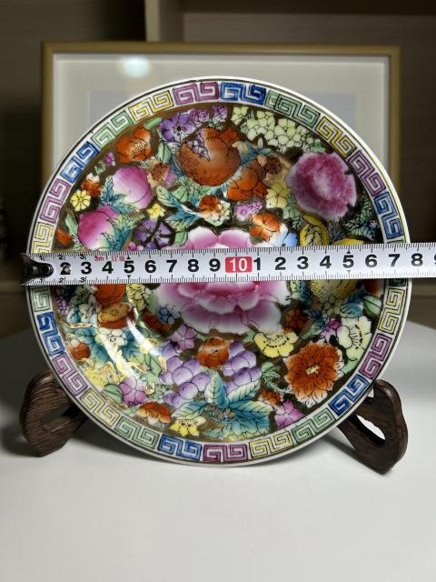 古玩陶瓷創匯官窯 粉彩百花不落地紋折沿盤拍賣，當前價格290元