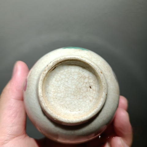 古玩陶瓷清中晚期哥釉粉彩博古紋杯拍賣，當前價格3600元