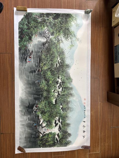古玩字畫林軍老師精品作品《江南水鄉》拍賣,當前價格750元