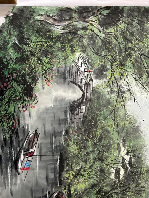 古玩字畫林軍老師精品作品《江南水鄉》拍賣,當前價格750元