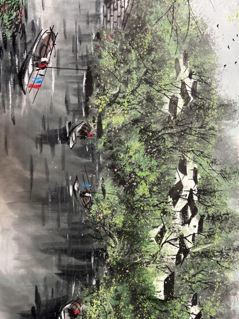 古玩字畫林軍老師精品作品《江南水鄉》拍賣,當前價格750元