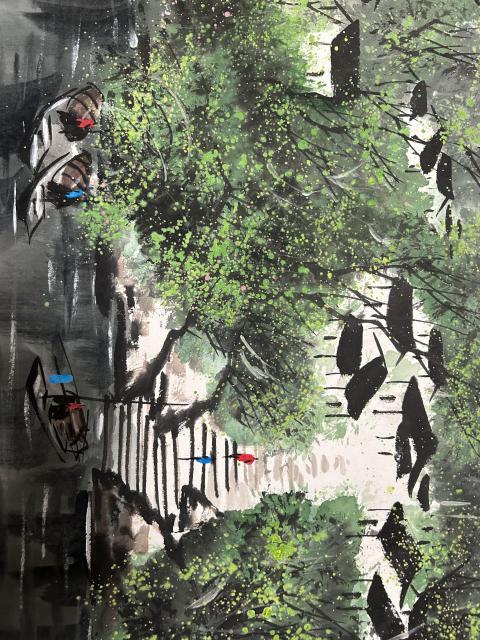 古玩字畫林軍老師精品作品《江南水鄉》拍賣,當前價格750元