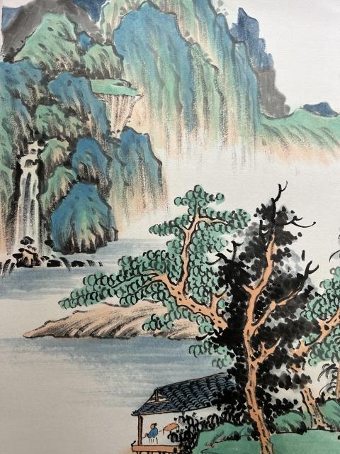 古玩字畫大紅袍畫家胡建國老師《山居圖》拍賣,當前價格850元