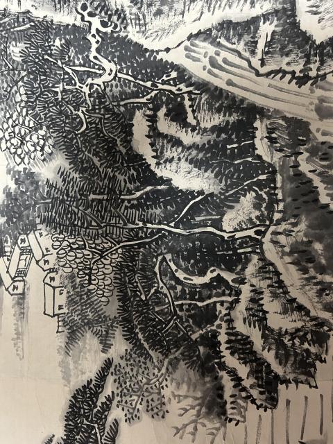古玩字畫秦松青老師精品山水作品拍賣,當前價格750元