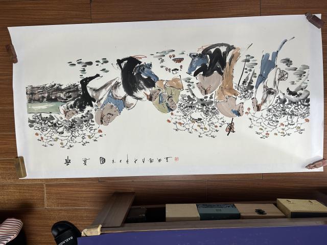 古玩字畫梁橋斌老師作品“雅集圖”拍賣,當前價格658元