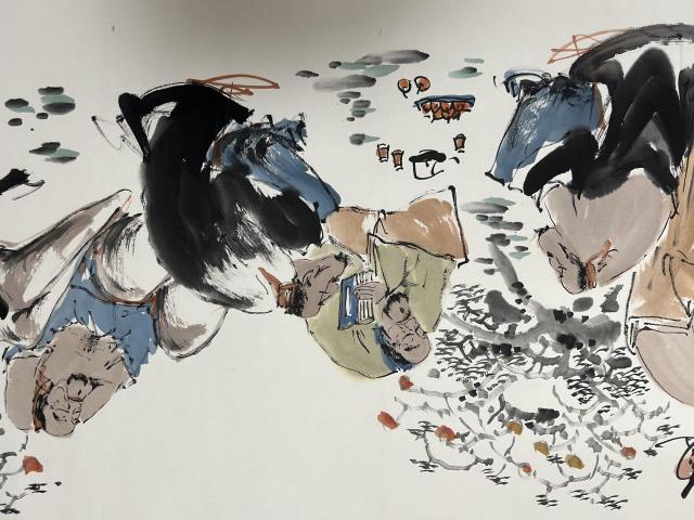 古玩字畫梁橋斌老師作品“雅集圖”拍賣,當前價格658元