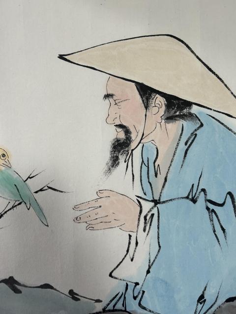 古玩字畫陳鴻江老師寫意人物拍賣,當前價格450元