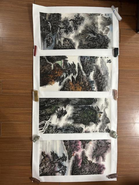 古玩字畫葉青《春夏秋冬四條屏》拍賣,當前價格1788元