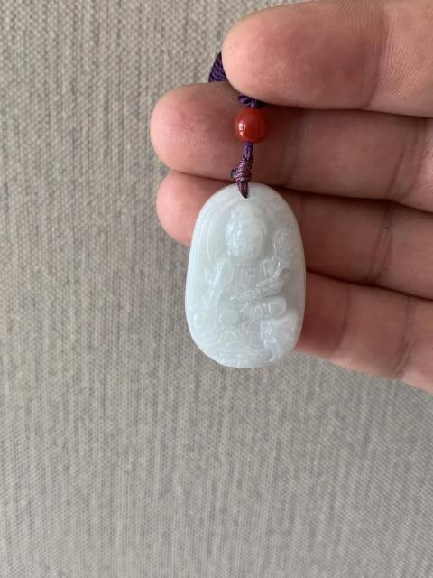 古玩玉器天然翡翠雕“觀音”掛件拍賣，當前價格220元