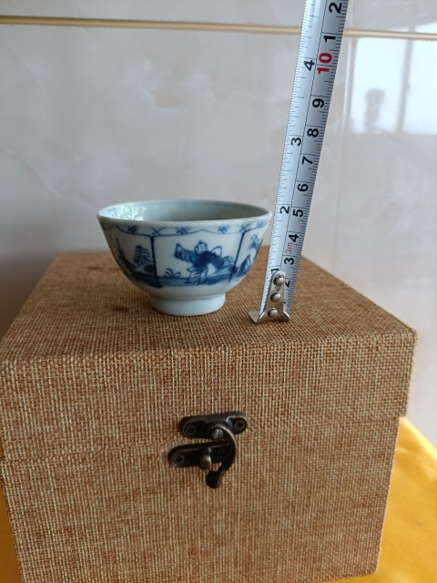 古玩陶瓷清康熙細路青花人物嬰戲紋賞杯拍賣,當前價格298元