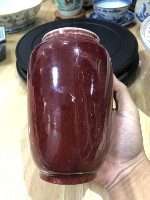 古玩陶瓷紅釉小筒瓶拍賣，當前價格20000元