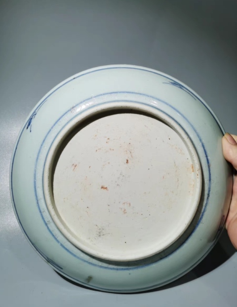 古玩陶瓷清中期,萬壽文,青花大盤拍賣,當前價格3333元