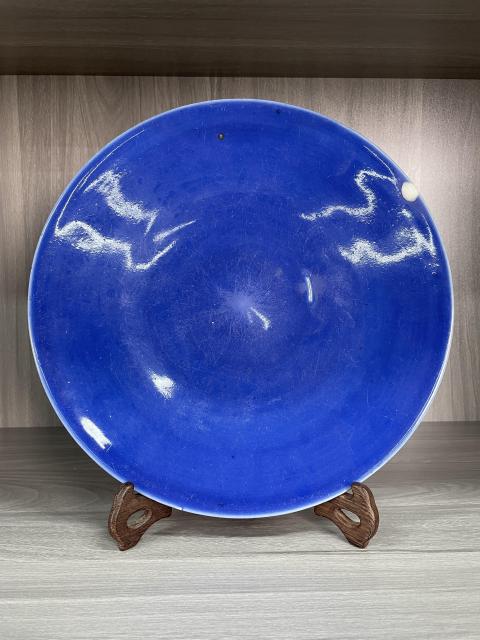 古玩陶瓷清中期 霽藍釉大盤拍賣，當(dāng)前價格1750元