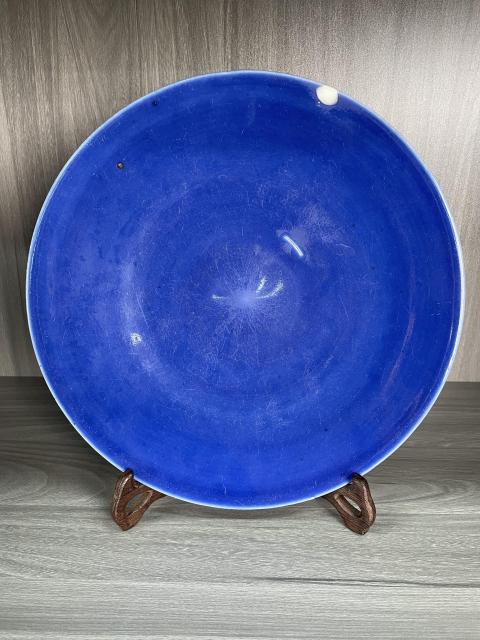 古玩陶瓷清中期 霽藍釉大盤拍賣，當(dāng)前價格1750元
