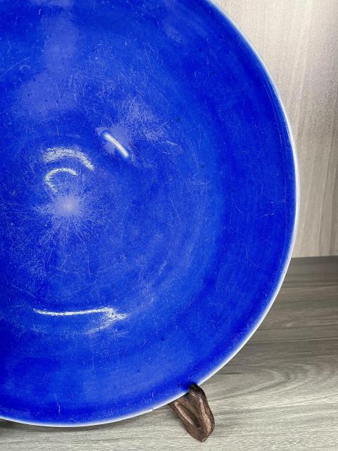 古玩陶瓷清中期 霽藍釉大盤拍賣，當(dāng)前價格1750元
