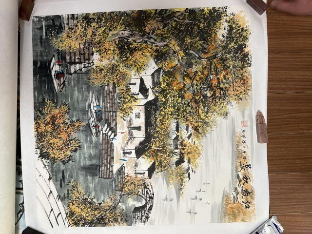 古玩字畫林軍老師精品《江南秋景》拍賣，當前價格750元