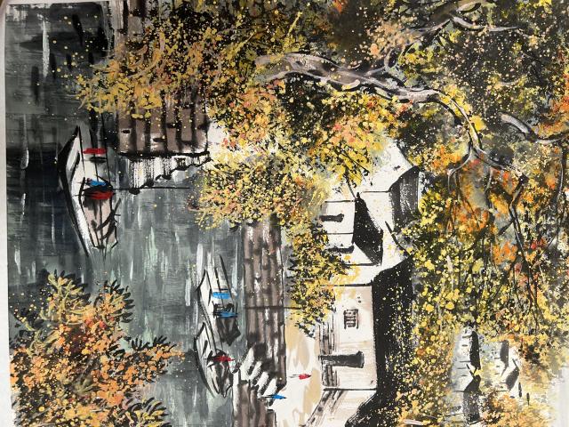 古玩字畫林軍老師精品《江南秋景》拍賣，當前價格750元