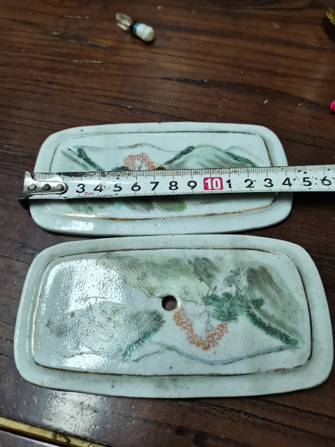 古玩陶瓷晚清民國粉彩山水紋瓷板畫拍賣，當前價格2000元