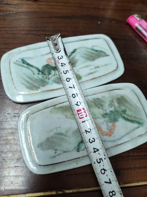 古玩陶瓷晚清民國粉彩山水紋瓷板畫拍賣，當前價格2000元